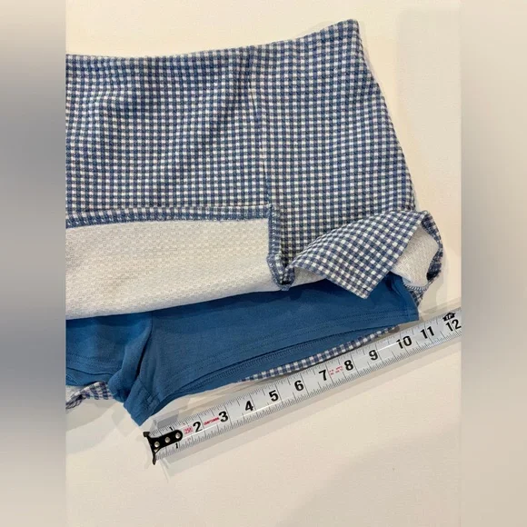 American Eagle Gingham Skort Plaid Navy White Checkered Mini Skirt Shorts Large - Picture 5 of 9